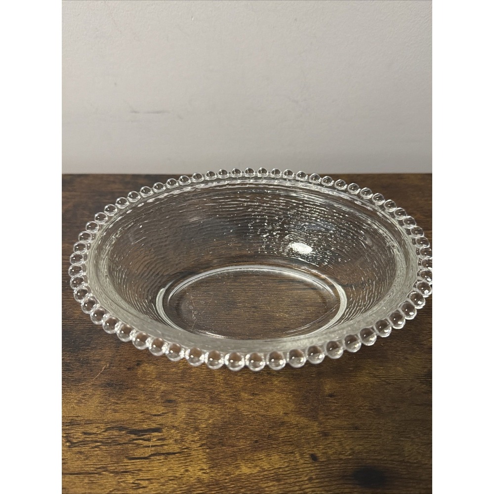 VTG Indiana Glass Oval "Hen On Nest" Covered Dish w/Beaded Edge 7 in, CLEAR - Picture 7 of 8